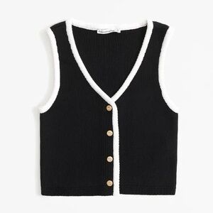 🖤 Abercrombie & Fitch Black Mara Button Knit Vest Top XL 🖤